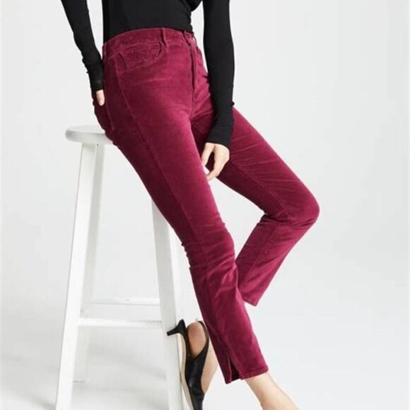 3x1 Higher Ground Cropped Stretch Cotton Velvet Merlot Size 26 - Picture 4 of 11
